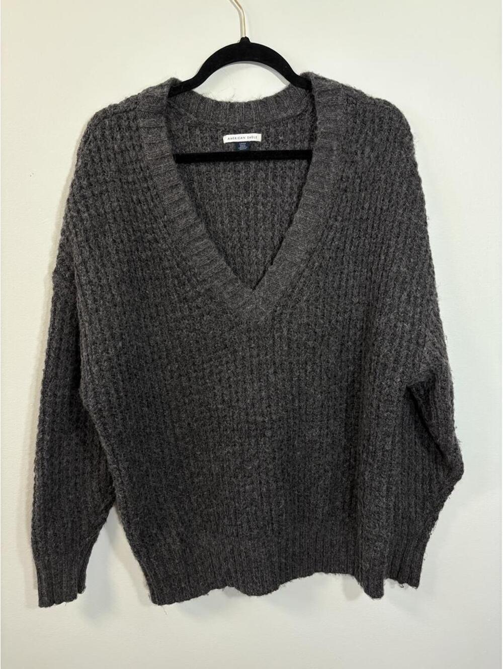 AE Whoa So Cozy Waffle V-Neck Sweater
